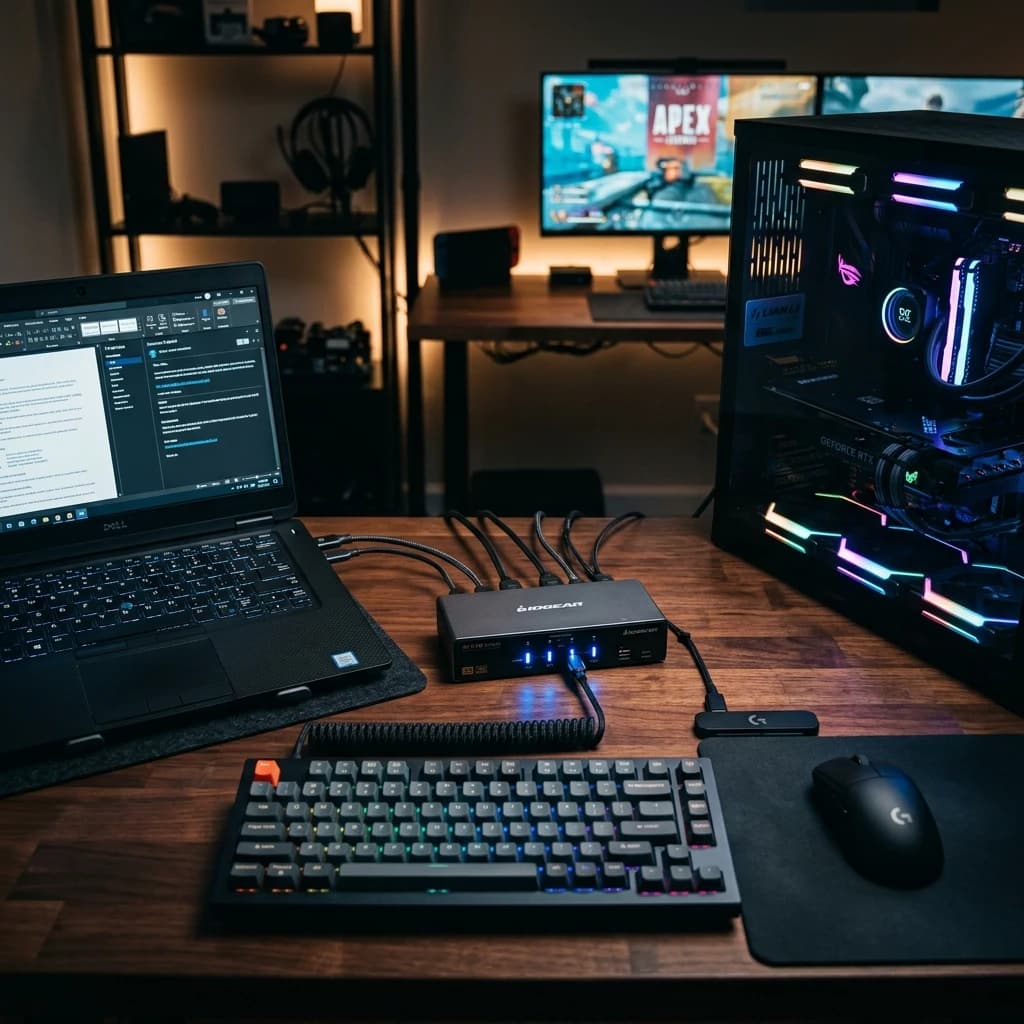 KVMスイッチで仕事用PCと私物を1組で切り替える選び方