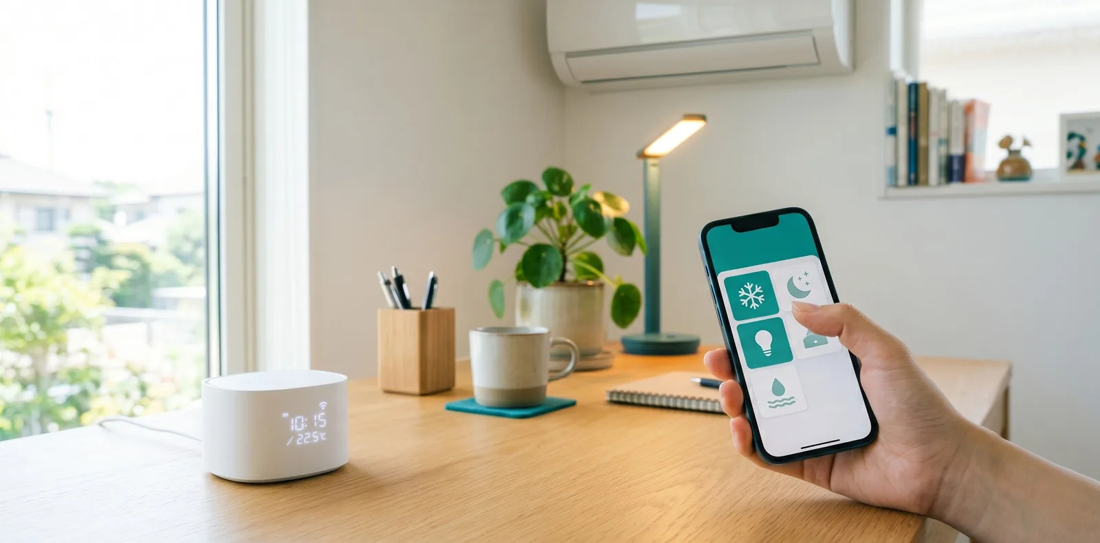 AI生成イメージ: 赤外線リモコンを集約するスマートリモコン